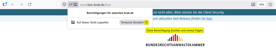 Änderung der Einstellungen nach Blockieren im Mozilla Firefox