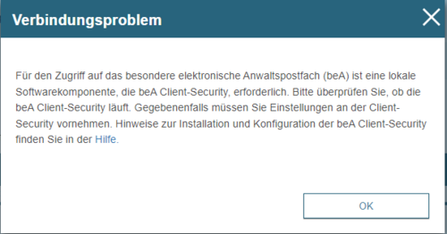 Hinweis auf ein Verbindungsproblem nach erfolgreicher Anmeldung